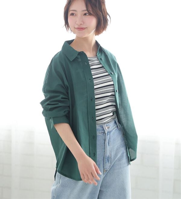 A HAPPY MARILYN（アハッピーマリリン）の「【Ｌ～６Ｌ】綿１００％ゆったりシルエットシャツ【風通るクラシック】（シャツ）」｜詳細画像