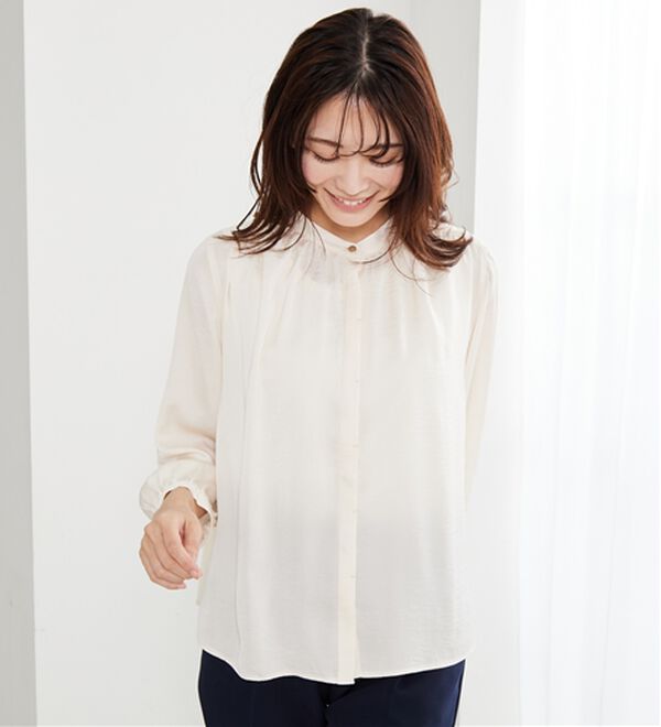 BELLUNA（ベルーナ）の「＜Ｃ／Ｓ＞サテン素材ギャザーデザインブラウス（ブラウス）」｜詳細画像