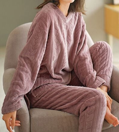 YU'NOW（ユナウ）の「ケーブルニット風フリースルームウェアセット（パジャマ・ルームウェア）」