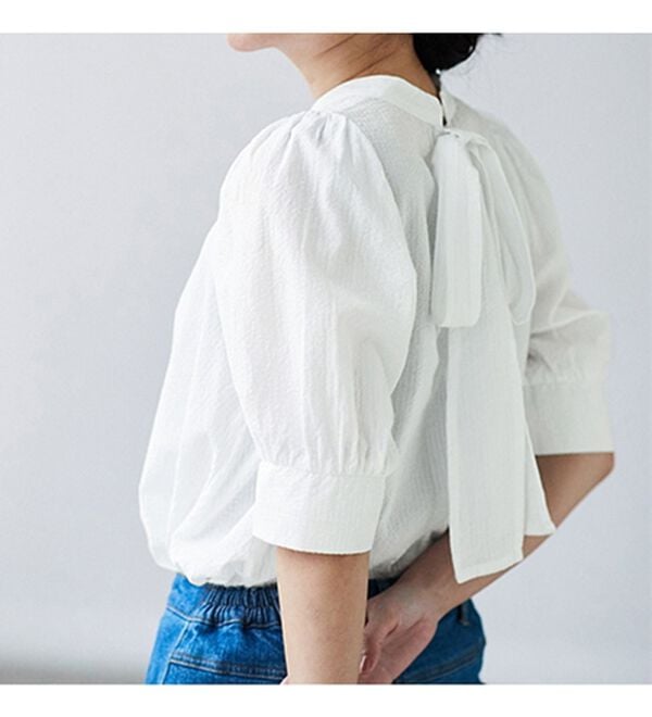 BELLUNA（ベルーナ）の「綿１００％サラポコバックリボンブラウス（ブラウス）」｜詳細画像