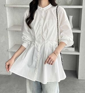 GeeRA（ジーラ）の「ウエストタックリボンシャツチュニック（チュニック）」｜詳細画像