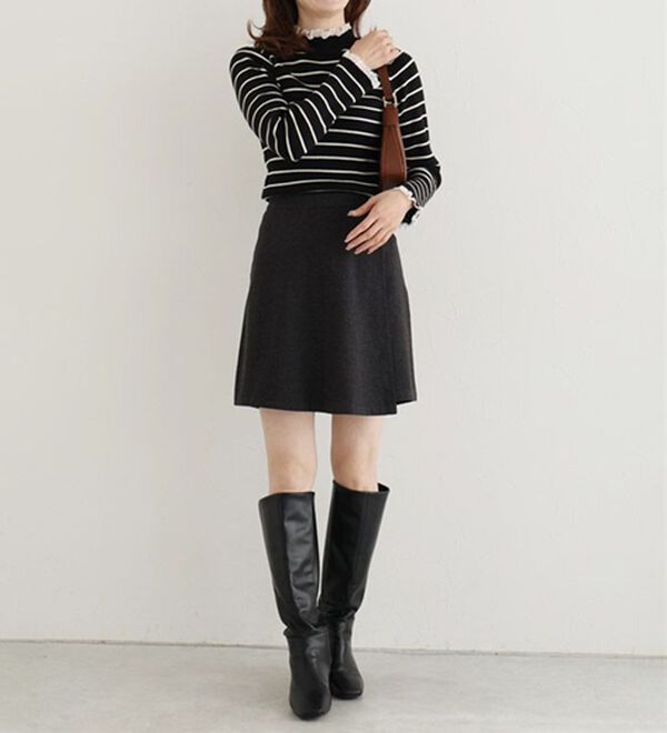 Pierrot（ピエロ）の「レース付ハイネックリブニット（ニット・セーター）」｜詳細画像