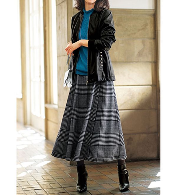 BELLUNA（ベルーナ）の「＜ＭＡＩＳＯＮ　Ｄ　ＡＺＵＲ＞ウール入りチェック柄スカート（ロングスカート）」｜詳細画像