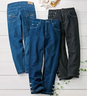 ルフラン（ルフラン）の「【３本組】さらっと快適！のびのびジーンズ　サブリナ（クロップドパンツ）」｜３本組