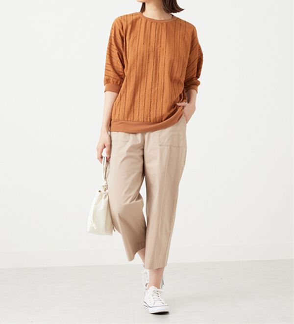 BELLUNA（ベルーナ）の「【店舗・ネット限定】サラリ綿混ベイカーワイドパンツ（ワイドパンツ・ガウチョ）」｜詳細画像