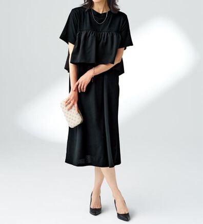 BELLUNA（ベルーナ）の「胸元フリルデザインワンピース（その他ワンピース）」