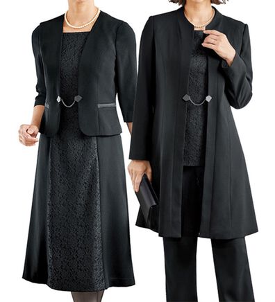 BELLUNA（ベルーナ）の「【４点セット】オールシーズン対応！洗えるストレッチ素材ロングジャケット４点セット（ドレスレット付）（ブラックフォーマル（喪服・礼服））」