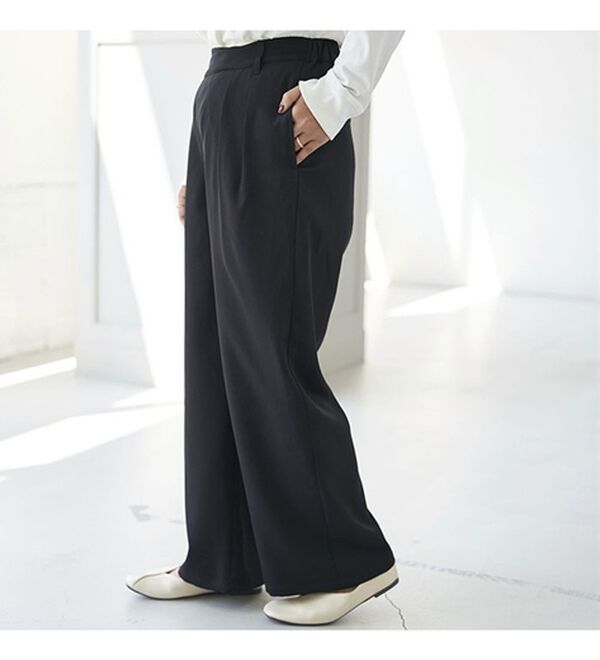 BELLUNA（ベルーナ）の「キレイ見えウエストデザインワイドストレートパンツ（ワイドパンツ・ガウチョ）」｜詳細画像