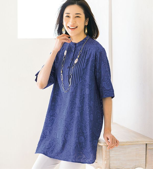 ルフラン（ルフラン）の「ジャカード素材の切替チュニック（チュニック）」｜詳細画像