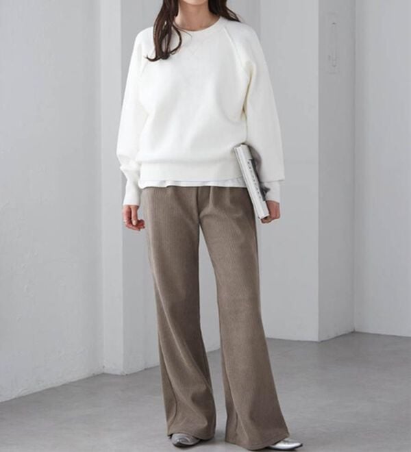 RANAN（ラナン）の「あったか裏ベロアニットコールフレアパンツ（フルレングスパンツ）」｜詳細画像