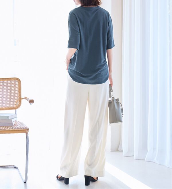 alotta（アロッタ）の「【接触冷感】スキッパータック袖ブラウスカットソー（カットソー）」｜詳細画像