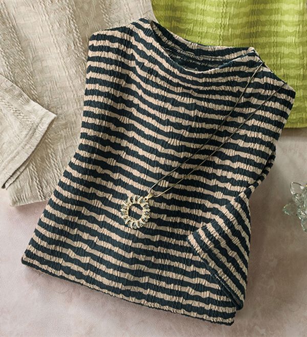 ルフラン（ルフラン）の「涼やかジャカード柄プルオーバー（カットソー）」｜黒系