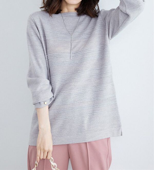 BELLUNA（ベルーナ）の「ラメ入りミラノリブニットプルオーバー（ニット・セーター）」｜杢グレー