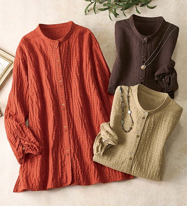 ルフラン（ルフラン）の「【３色組】ポコポコ素材の柔らかブラウス（ブラウス）」｜3色組