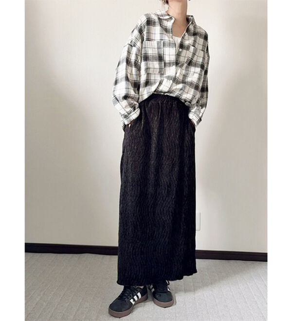 GeeRA（ジーラ）の「すっきり見え！ベロアプリーツロングスカート（ロングスカート）」｜詳細画像