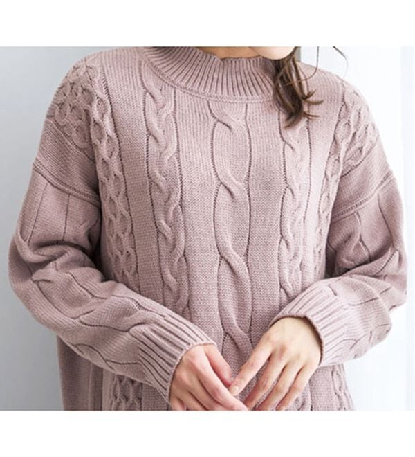 BELLUNA（ベルーナ）の「ケーブル柄ロング丈ニットワンピース（ニットワンピース）」｜詳細画像