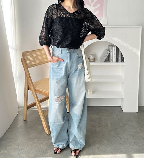 GeeRA（ジーラ）の「前後２ＷＡＹコードシアーレースプルオーバー（ブラウス）」｜詳細画像