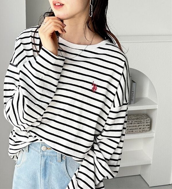 GeeRA（ジーラ）の「【Ｕ．Ｓ．ＰＯＬＯ ＡＳＳＮ】オーバーサイズ刺しゅうロンＴ（カットソー）」｜詳細画像