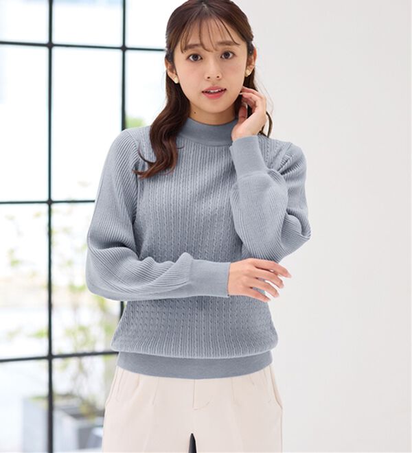 alotta（アロッタ）の「洗える！カシミヤタッチミニケーブルニット（ニット・セーター）」｜詳細画像