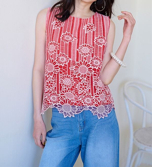 RANAN（ラナン）の「ひんやり！レース使いプルオーバー（ブラウス）」｜詳細画像