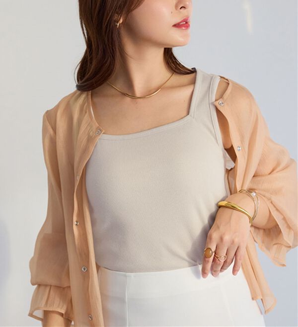 Viola e Viola（ヴィオラ エ ヴィオラ）の「保冷剤ポケット付スクエアタンクトップ（タンクトップ・キャミソール）」｜詳細画像