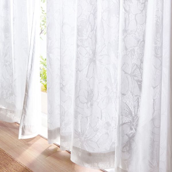 「「エコファイン」使用２枚合わせ多機能デザインレースカーテン（レースカーテン）」｜フラワー