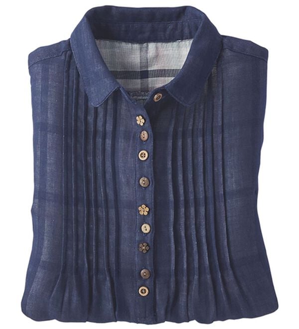 BELLUNA（ベルーナ）の「綿１００％ダブルガーゼブラウス（ブラウス）」｜ネイビー