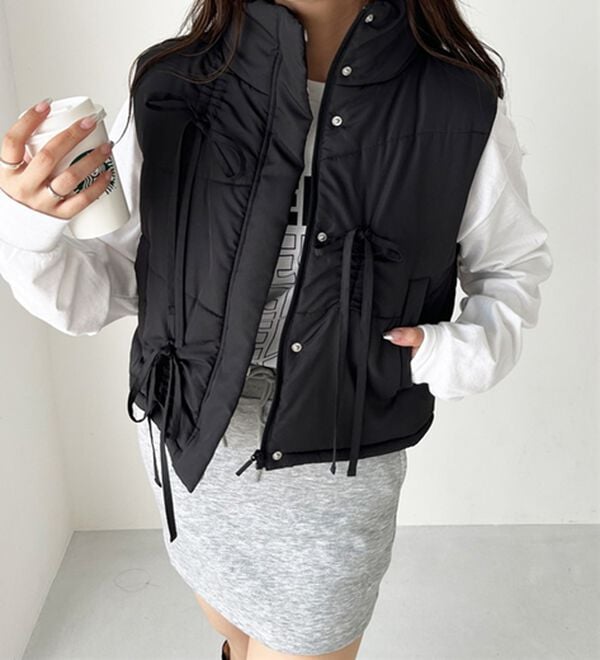 GeeRA（ジーラ）の「リボンフェイクダウンベスト（ベスト）」｜詳細画像