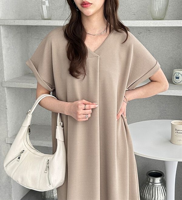 GeeRA（ジーラ）の「ひんやり快適！ジャカードスキッパーワンピ（カットソーワンピース）」｜詳細画像