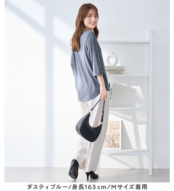 alotta（アロッタ）の「さらっと綿混素材 金ボタンデザインTシャツ（カットソー）」｜詳細画像