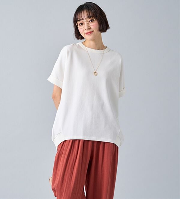 BELLUNA（ベルーナ）の「ヒンヤリ！ワッフル素材ゆったりプルオーバー（カットソー）」｜詳細画像