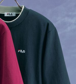 「＜フィラ＞綿１００％　キシリトール加工５分袖Ｔシャツ（メンズシャツ）」｜ネイビー