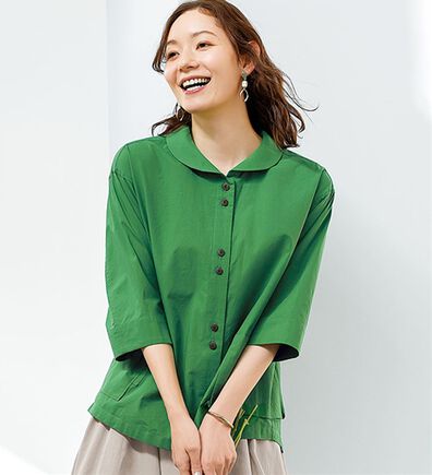 BELLUNA（ベルーナ）の「グリーンが映える！スカートコーデ用綿素材ブラウス（ブラウス）」