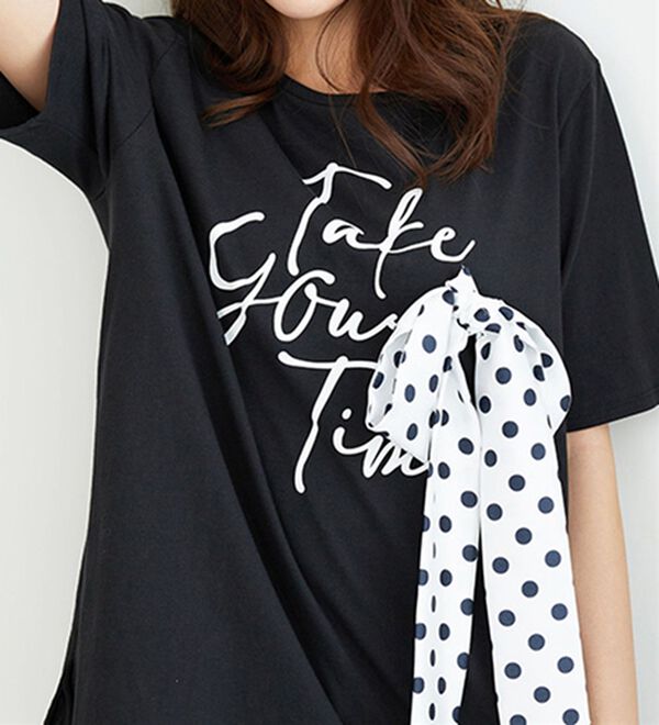 BELLUNA（ベルーナ）の「リボンモチーフ裾フリルプルオーバー（Tシャツ）」｜詳細画像