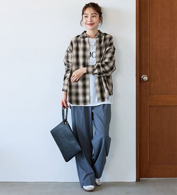 BELLUNA（ベルーナ）の「サラッと軽い！チェック柄シャツ（シャツ）」｜詳細画像