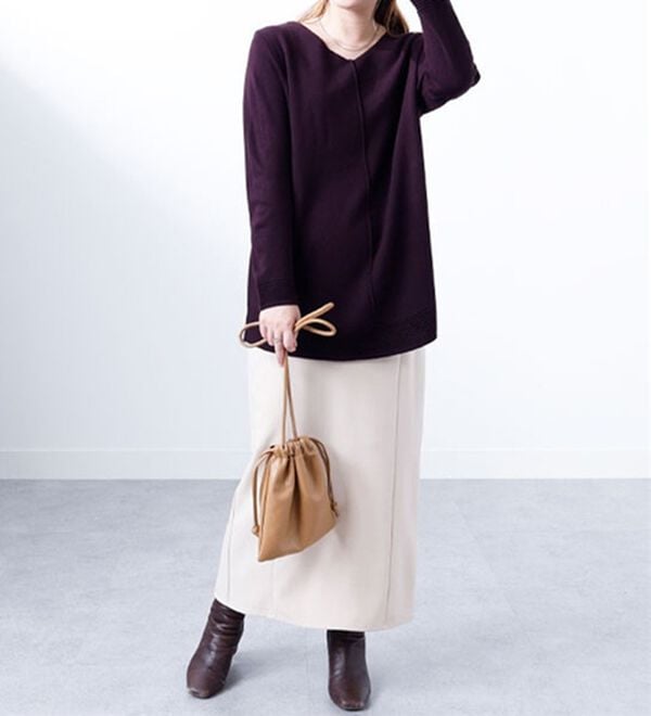 BELLUNA（ベルーナ）の「ミラノリブ編地切替チュニック（チュニック）」｜詳細画像