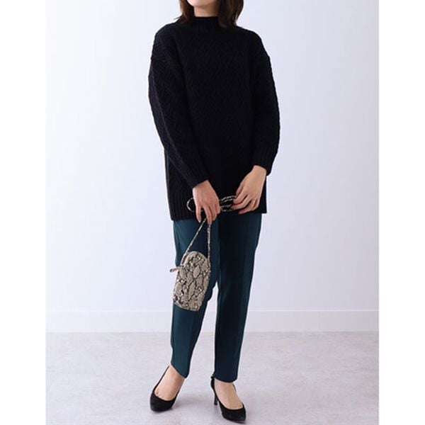 BELLUNA（ベルーナ）の「ヘリンボン柄ハイネックニットプルオーバー（ニット・セーター）」｜詳細画像