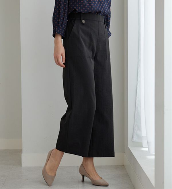 BELLUNA（ベルーナ）の「《快適Ｌａｂ．》サラもち！快適ビンテージ調素材ワイドパンツ（ワイドパンツ・ガウチョ）」｜詳細画像