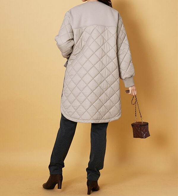 BELLUNA（ベルーナ）の「ダイヤキルト切替とろみ素材ロングコート（ロングコート）」｜詳細画像