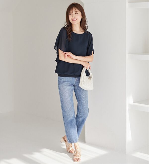 alotta（アロッタ）の「【接触冷感】カットソー裏地付ドルマンブラウス（ブラウス）」｜詳細画像