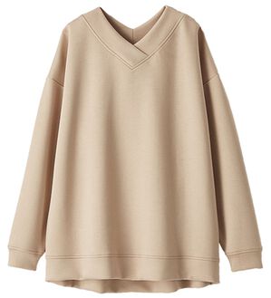 BELLUNA（ベルーナ）の「なめらかタッチ！もっちりんＶネックチュニック（カットソー）」｜トープ