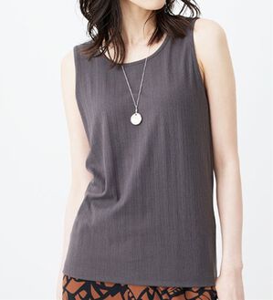 BELLUNA（ベルーナ）の「テレコ素材タンクトップ（タンクトップ・キャミソール）」｜チャコール