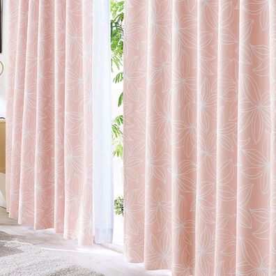 「【４枚組】多機能レース付！２級遮光フラワー柄カーテン＜断熱保温・ＵＶカット・見えにくい・簡単！素敵にコーディネートカーテ（ドレープカーテン）」