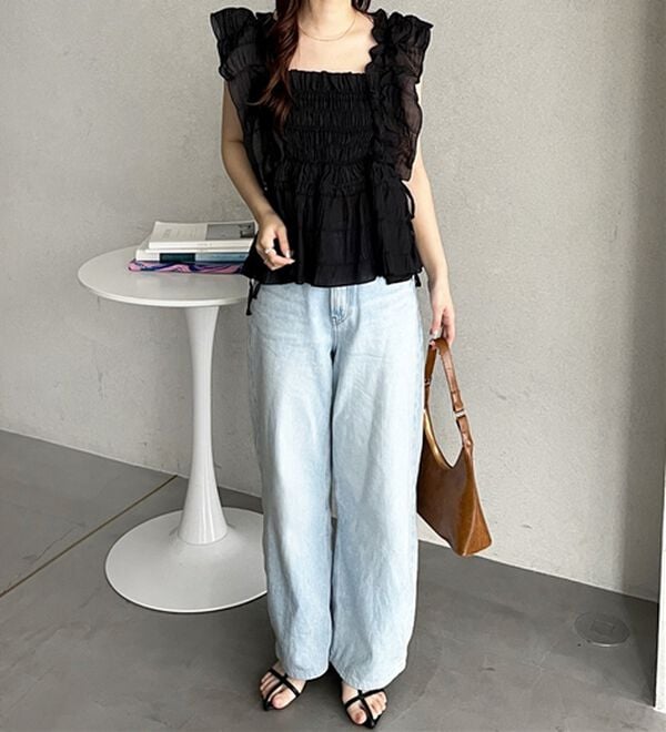 GeeRA（ジーラ）の「フリルシャーリングブラウス（ブラウス）」｜詳細画像