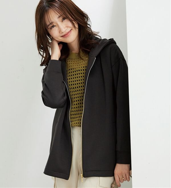 BELLUNA（ベルーナ）の「【快適Ｌａｂ．】とろみ素材裾タックパーカー（パーカー）」｜詳細画像