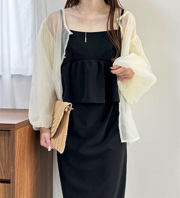 GeeRA（ジーラ）の「楽ちん！ペプラムキャミワンピース（カットソーワンピース）」｜詳細画像