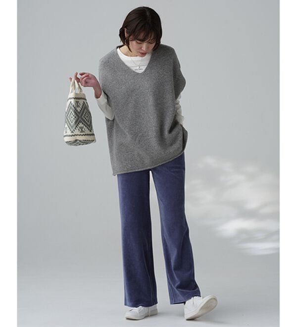 BELLUNA（ベルーナ）の「綺麗見えベロアワイドパンツ（フルレングスパンツ）」｜詳細画像