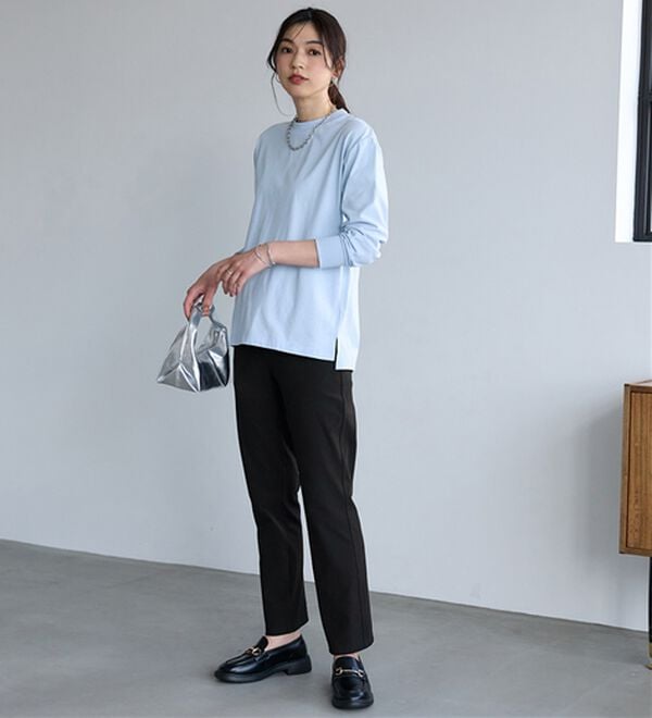 BELLUNA（ベルーナ）の「【汗ジミ対策◎】＜エアリーアイスコットン＞オーバーサイズＴシャツ【選べる袖丈】（カットソー）」｜詳細画像