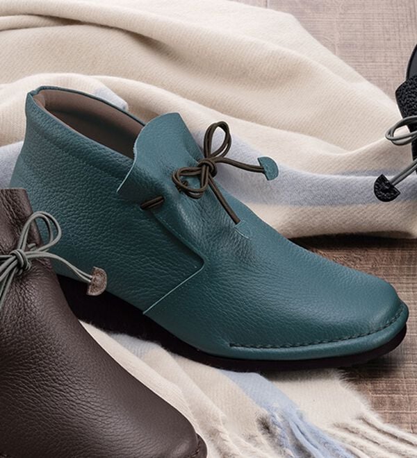 ルフラン（ルフラン）の「やわらかレザーのハイカットリボンシューズ（ブーツ）」｜ブルーグレー