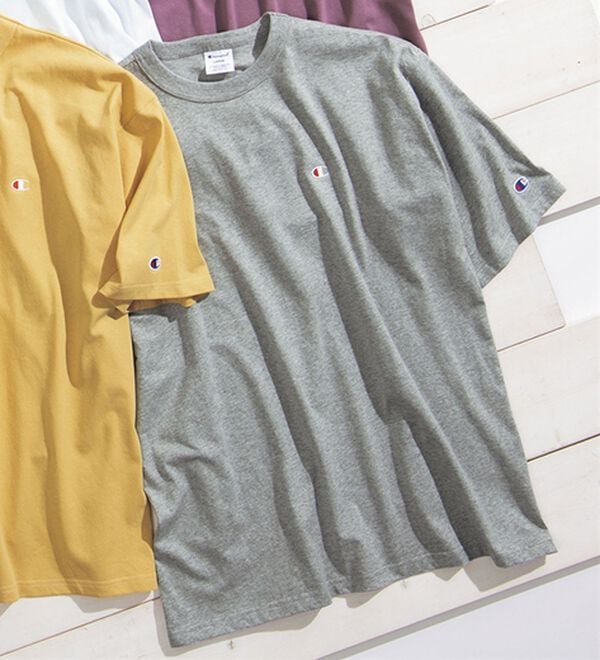 「＜チャンピオン＞綿１００％リラックスフィット５分袖Ｔシャツ（メンズＴシャツ）」｜杢グレー